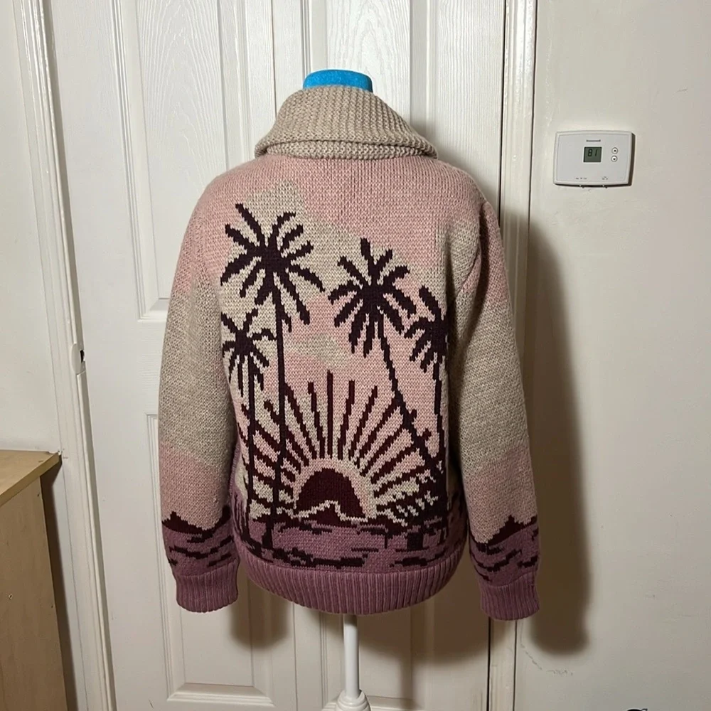 Faherty Zip Up Cardigan Palm Tree Sweater Women’s Small - Picture 3 of 7